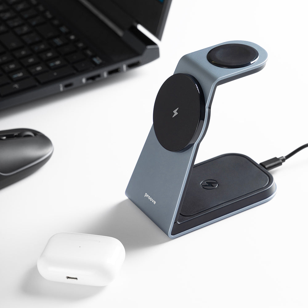 Incarcator Proove Wireless Charging Station Omni Power (WSOP15020003), MagSafe, 3in1, for iPhone, AirPods, Apple Watch, 15W, Gri