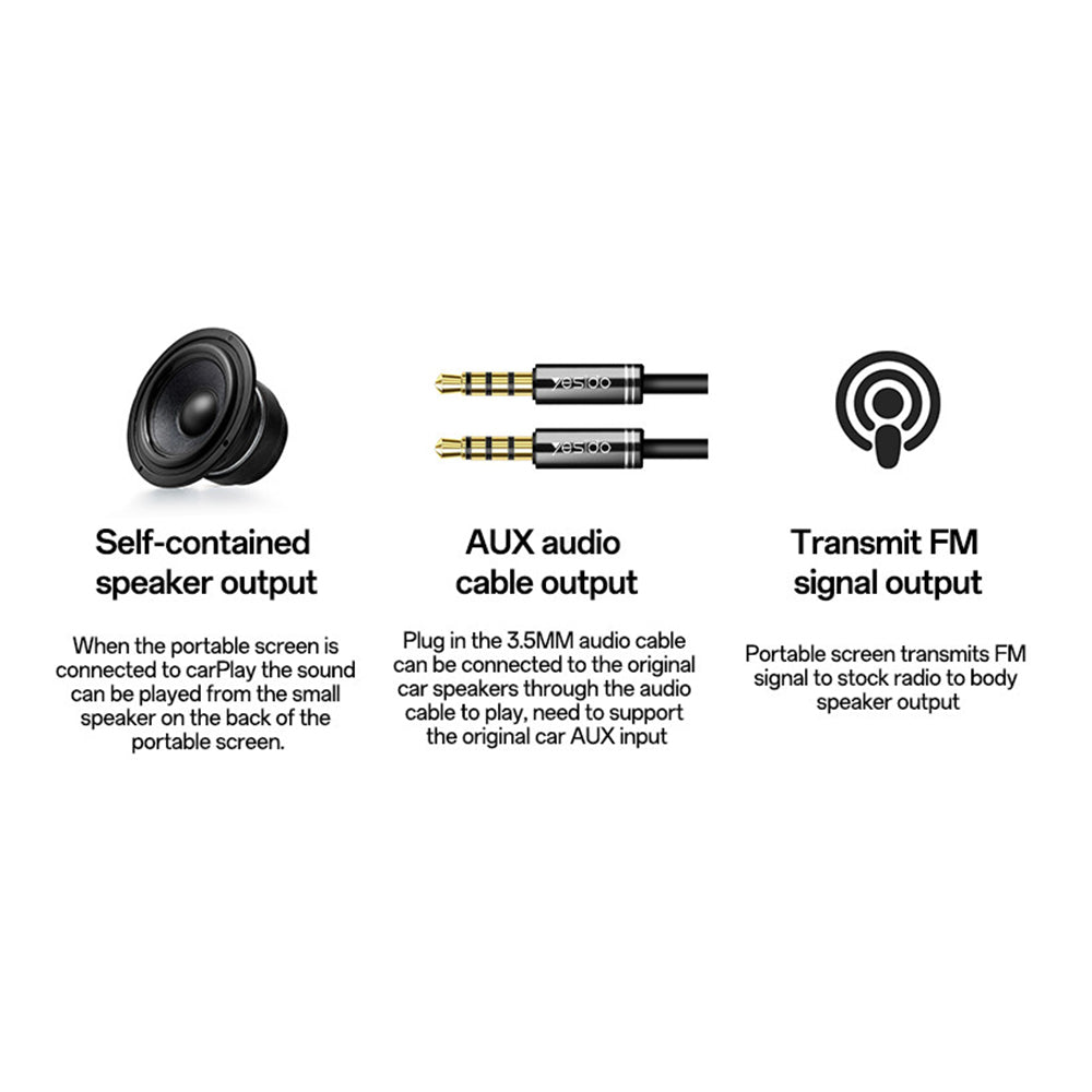 Gadget Yesido Wireless Car Stereo (KM19), Dual HD Camera, Plug&Play, CarPlay, Android Auto, AirPlay, Negru