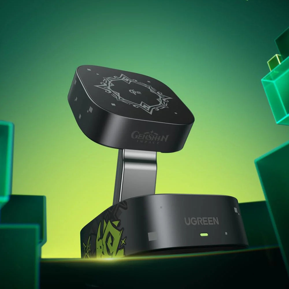 Incarcator Ugreen Wireless Genshin Impact Ed.W702 (35316GI), MagFlow, Qi2, 15W, 2x USB-C, Foldable, 3A, Cable, 1m, Negru