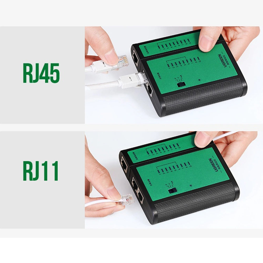 Adaptor Ugreen Network Cable Tester NW167 (10950), 9V Carbon Battery, Ethernet / Telephone Cable, Negru