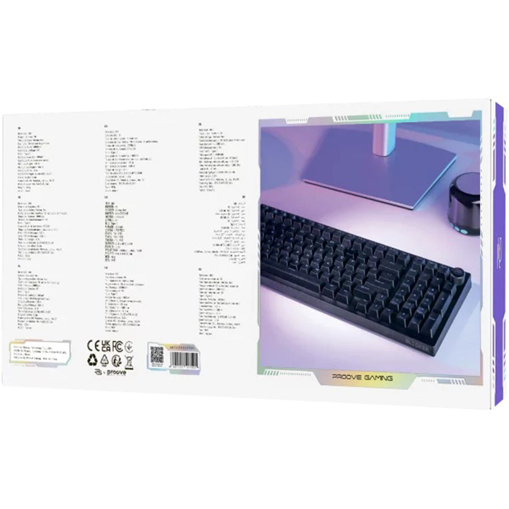 Tastatura/Mouse Proove Wireless Gaming Keyboard Slicker (WKSLEN00022401), 2.4GHz, Bluetooth 5.2, Type-C, 98 Keys, 4000mAh, 1.8m, Negru