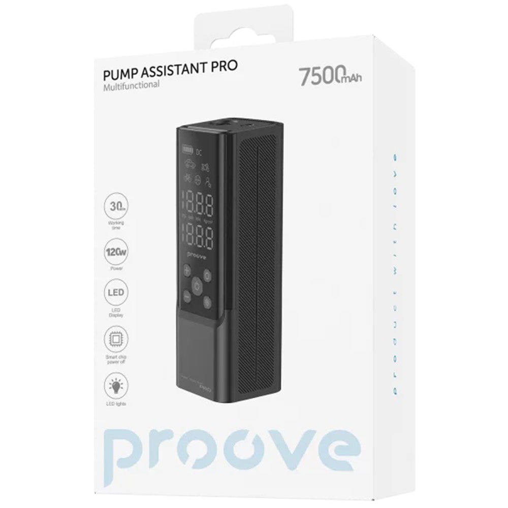 Gadget Proove Car Pump Assistant Pro (PPAP80010901), Portable Compressor, with Digital Display, LED Flashlight, 120W, Negru