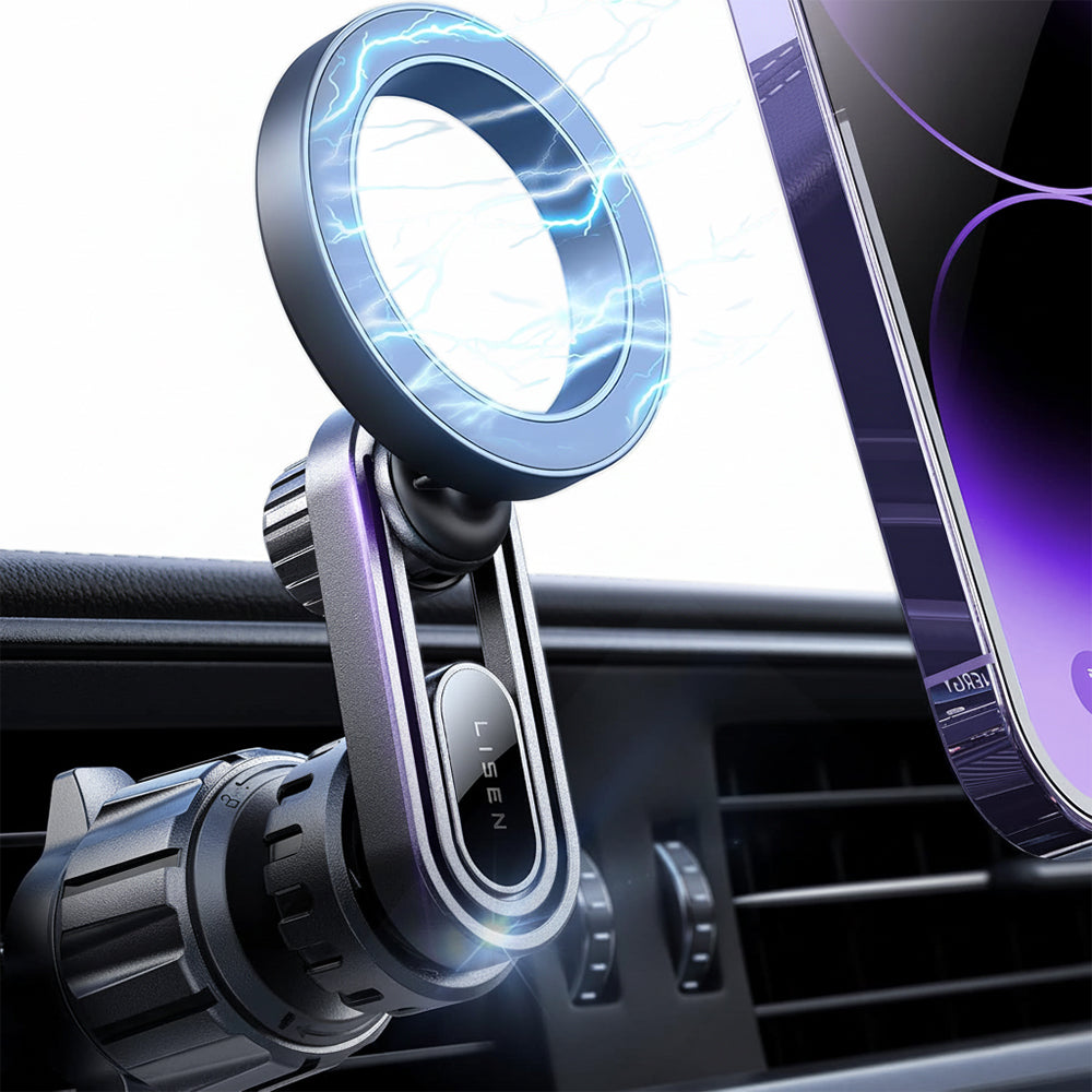 Suport Lisen (YL0222100001), for Air Vent, Magnetic Grip, Universal, Adjustable, Secure Fit, N52 Magnets, Negru