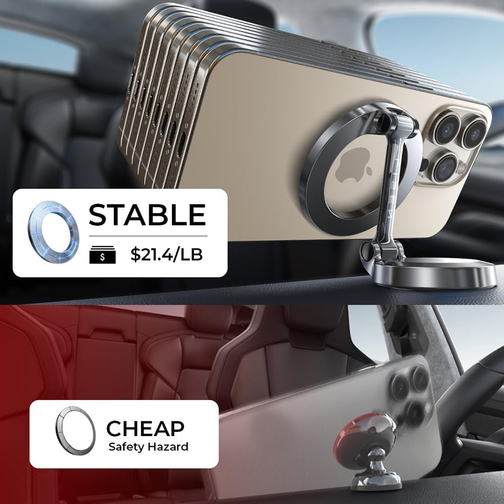 Suport Lisen (YL0224010003), MagSafe, for Dashboard, Universal, 360° Rotation, Foldable, N52 Magnets, Negru
