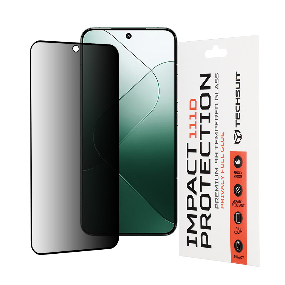 Folie de protectie Techsuit 111D Privacy Full Glue compatibil cu Xiaomi 14, Negru