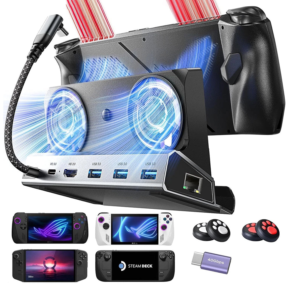 Accesoriu gaming Lisen Docking Station S1 (YL0423110005), HDMI 2.0 4K, 3x USB3.0, USB-C PD100W, Ethernet, 2x Cooling Fan, OLED, Negru
