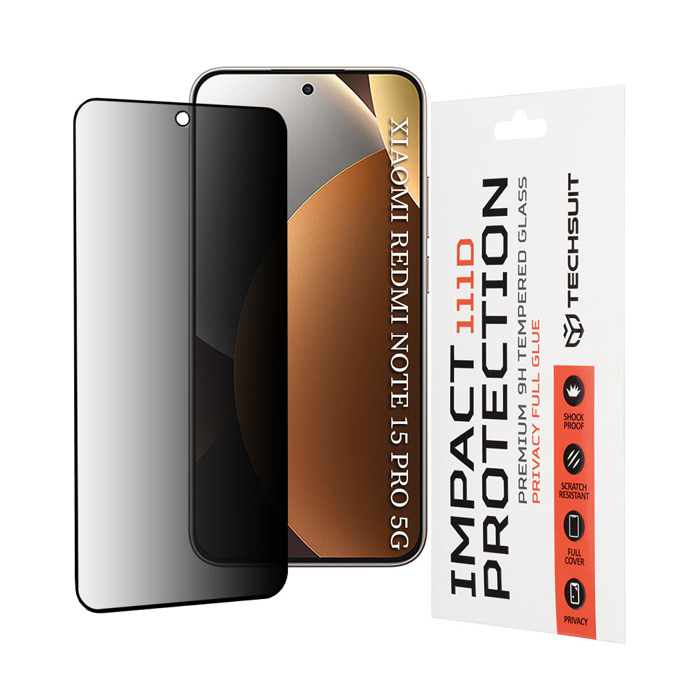 Folie de protectie Techsuit 111D Privacy Full Glue compatibil cu Xiaomi Redmi Note 15 Pro 5G, Negru