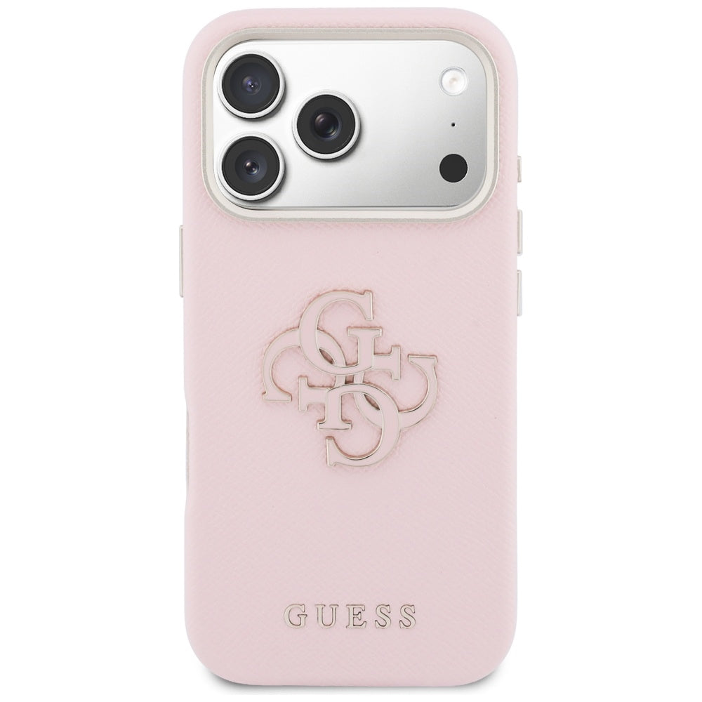 Husa de protectie Guess Hardcase Resin Logo compatibil cu iPhone 17 Pro, Roz