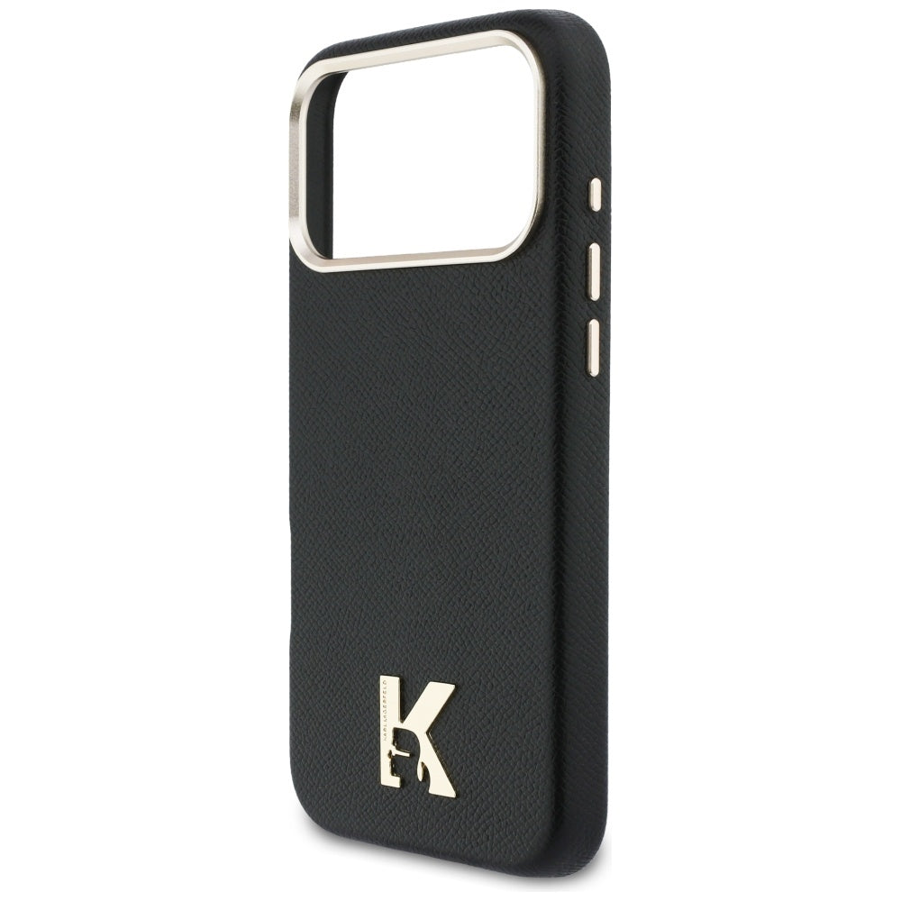 Husa de protectie Karl Lagerfeld Hardcase Leather Khead Logo MagSafe (KLHMP17X5PGFKHGK) compatibil cu iPhone 17 Pro Max, Negru