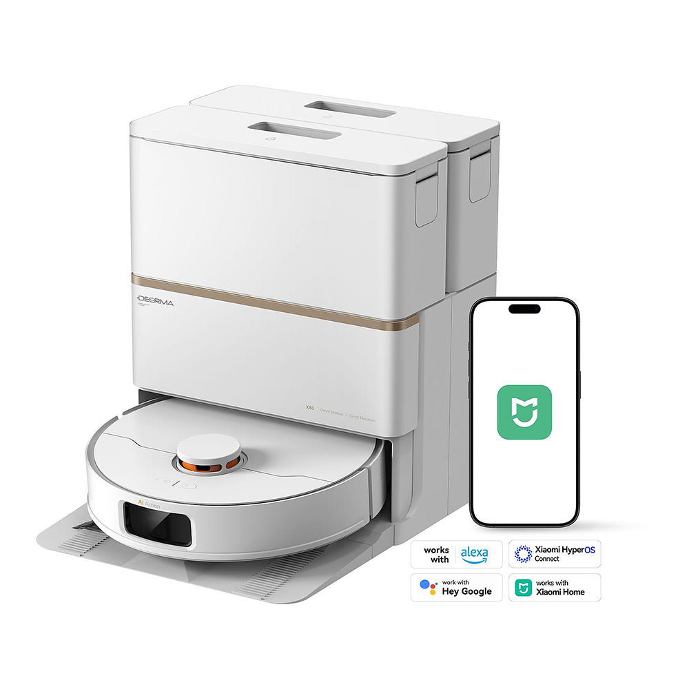 Deerma Robot Vacuum Cleaner (X80), Dry & Wet Cleaning, 15000Pa, Self-service, Laser Sensor, Carpet Boost, 5200mAh, Alb