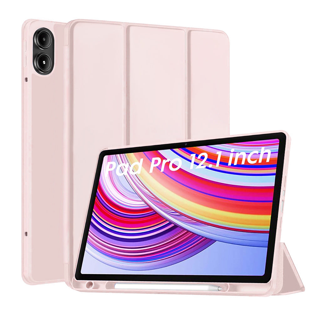 Husa de protectie tableta Techsuit Flex Trifold (with Pencil Holder) compatibil cu Xiaomi Redmi Pad Pro / Redmi Pad Pro 5G / Poco Pad, Roz