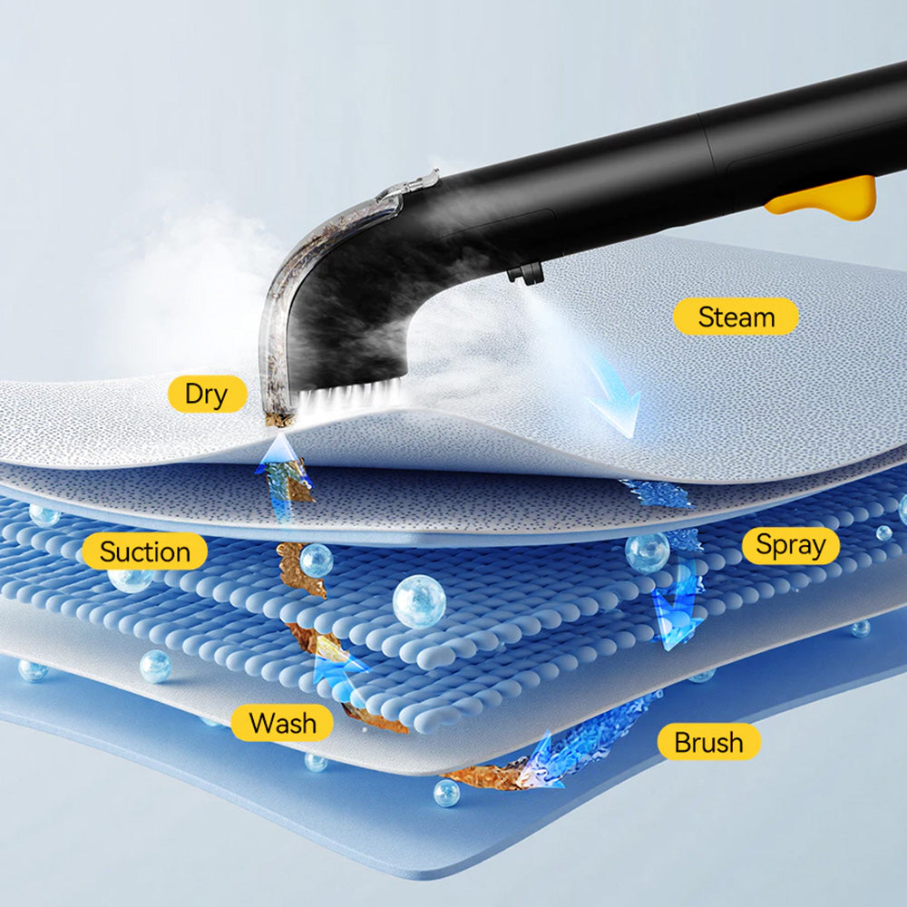 Gadget Deerma Steam Cleaner (BY700 S), 13000Pa, 1700W, High Temperature, 3 Modes, 5 Brush Heads, 6D Wash, Self-Cleaning, Negru