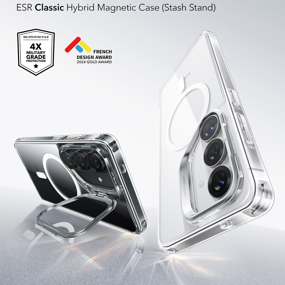 Husa de protectie ESR Classic Hybrid HaloLock Kickstand compatibil cu Samsung Galaxy S26, Transparent