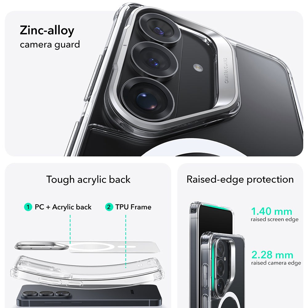 Husa de protectie ESR Classic Hybrid HaloLock Kickstand compatibil cu Samsung Galaxy S26, Transparent