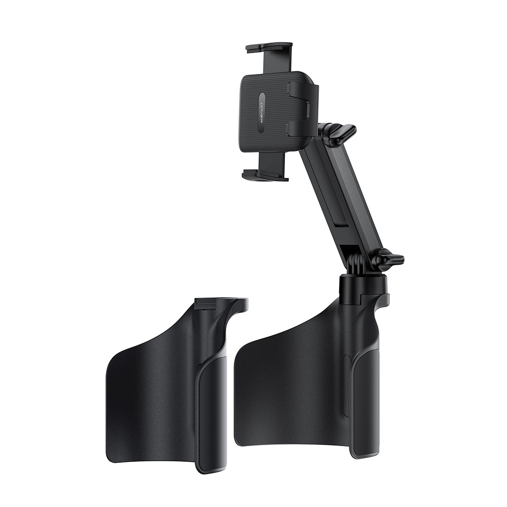 Suport Acefast- Car Holder (D63) with 2 Bases, Reliable Clamps, One-key Opening, Flexible Rod, Non‑slip Silicone, Universal, Black