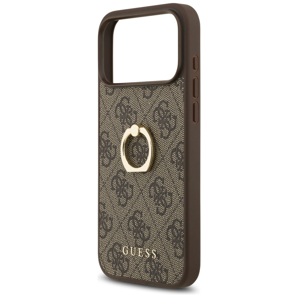 Husa de protectie Guess Hardcase 4G Ring Stand (GUHCP17X4GMRBR) compatibil cu iPhone 17 Pro Max, Maro