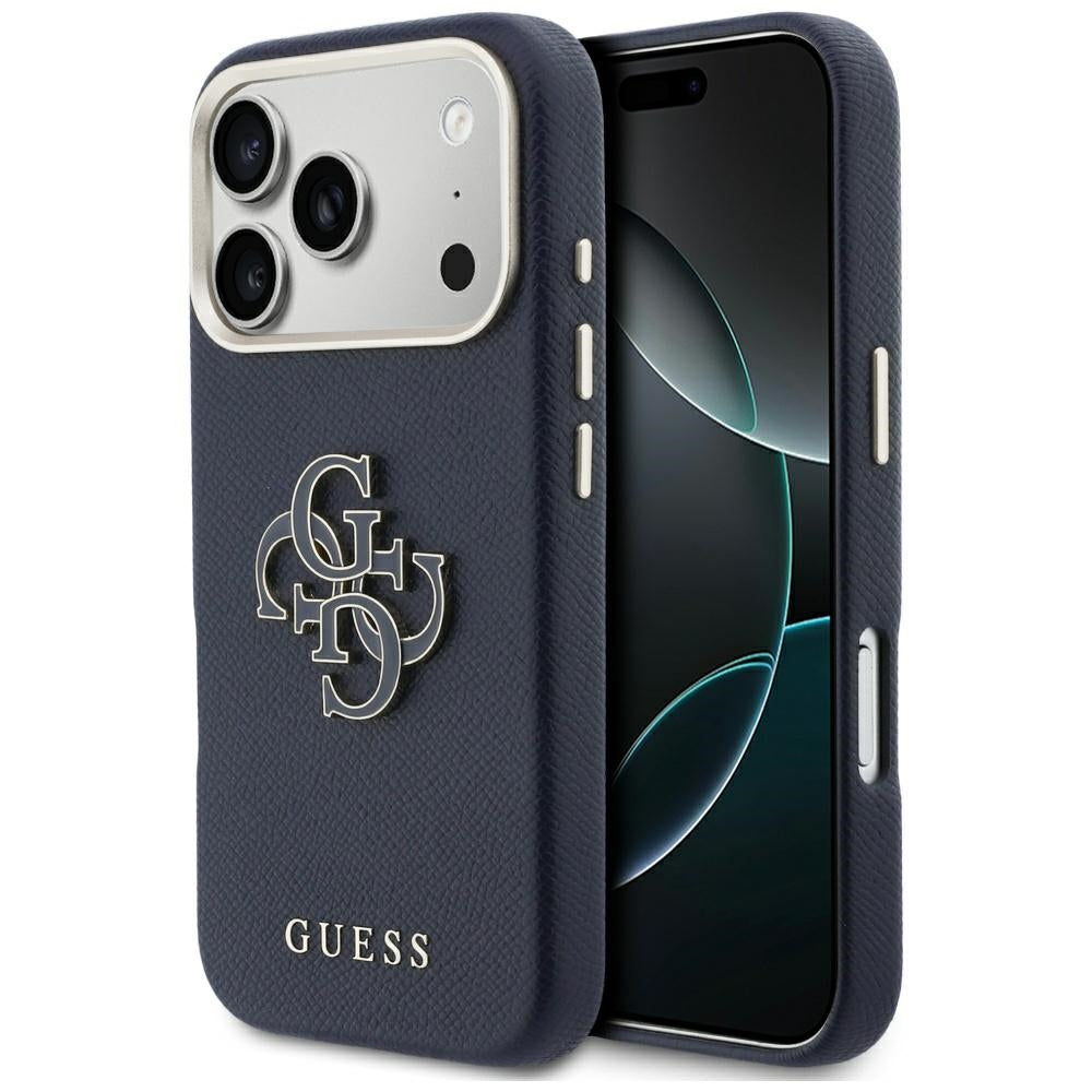 Husa de protectie Guess Hardcase Resin Logo (GUHCP17X5PS4RGGB) compatibil cu iPhone 17 Pro Max, Albastru