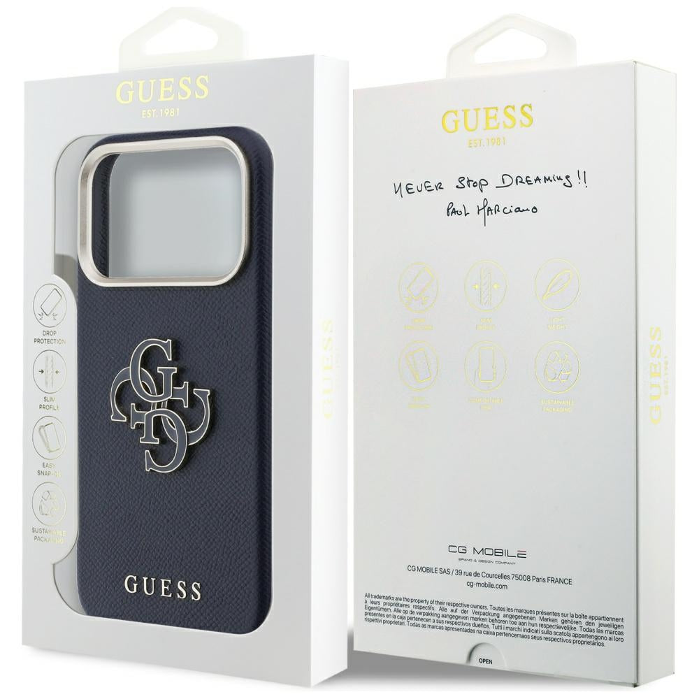 Husa de protectie Guess Hardcase Resin Logo (GUHCP17X5PS4RGGB) compatibil cu iPhone 17 Pro Max, Albastru
