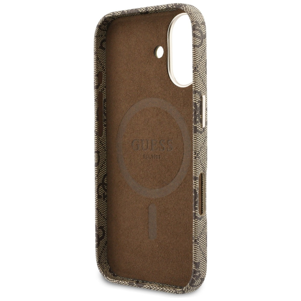 Husa de protectie Guess 4G Script MagSafe (GUHMP17S5P4FWMSW) compatibil cu iPhone 17, Maro