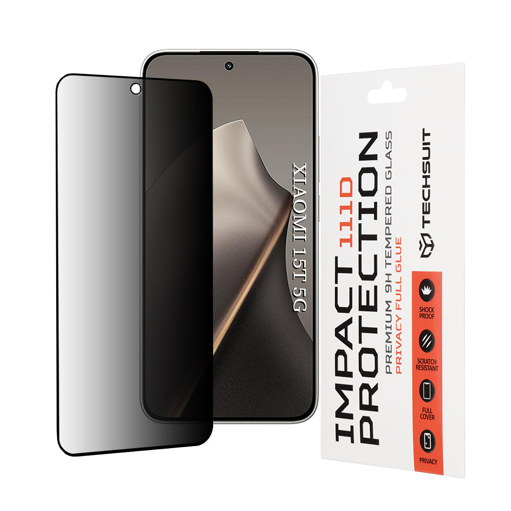 Folie de protectie Techsuit 111D Privacy Full Glue compatibil cu Xiaomi 15T, Negru