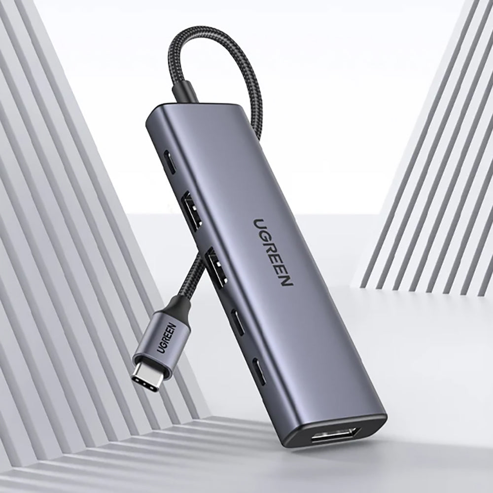 Hub/Dock Ugreen Docking Station CM511 (75586), USB-C to 2x USB 3.2, DP, 3x USB-C, 10Gbps, 4K@60Hz, PD100W, Gri
