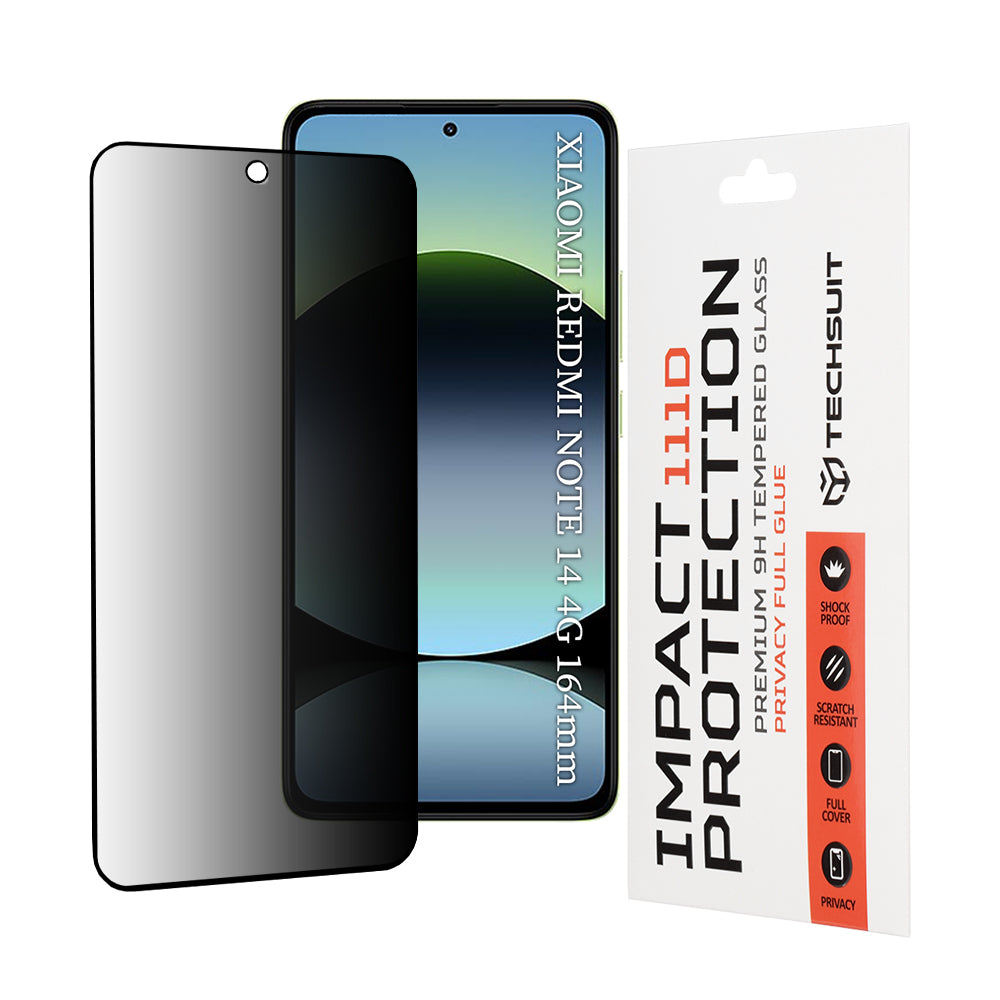 Folie de protectie Techsuit 111D Privacy Full Glue compatibil cu Xiaomi Redmi Note 14 4G (Standard), Negru