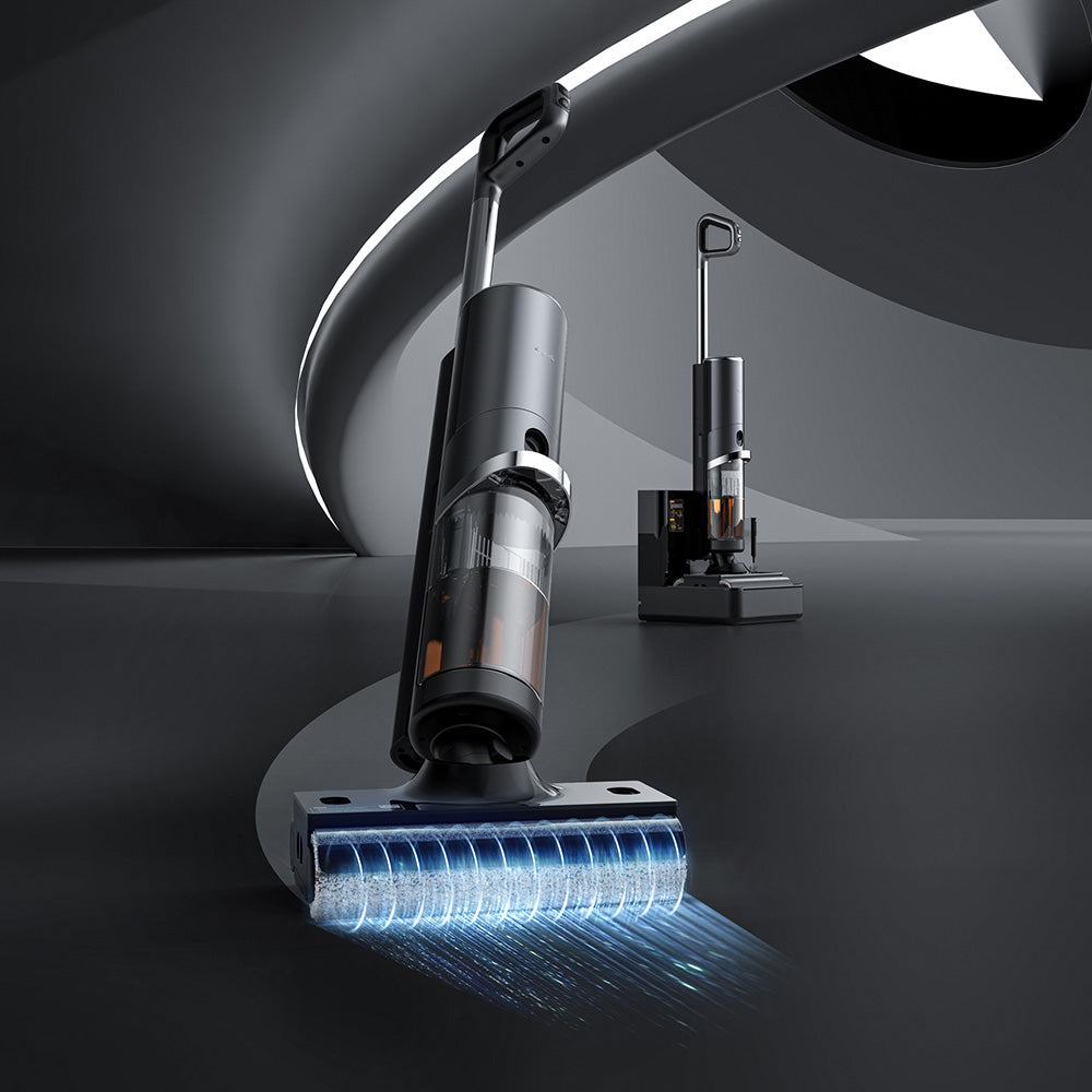 Deerma Cordless Vacuum Cleaner (VX900W), Dry & Wet Cleaning, 16000Pa, 4000mAh, 230W, Base with Additional Water Tank, Negru