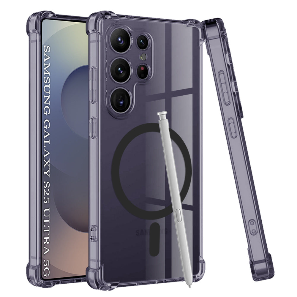 Husa de protectie Techsuit Shockproof Clear Silicone MagSafe compatibil cu Samsung Galaxy S25 Ultra, Negru Fumuriu