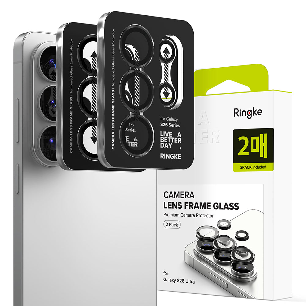 Folie de protectie Ringke Camera Lens Frame Glass (set de 2) compatibil cu Samsung Galaxy S26 Ultra, Negru