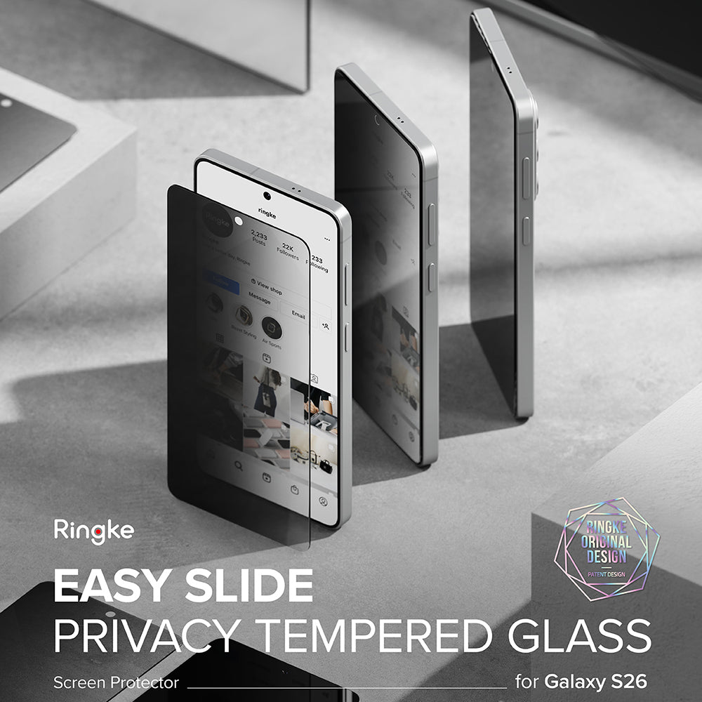 Folie de protectie Ringke Easy Slide Tempered Glass (set de 2) compatibil cu Samsung Galaxy S26, Privacy