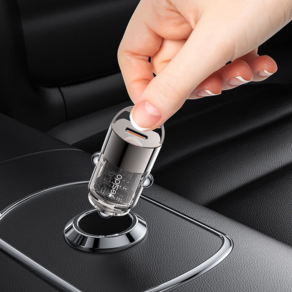 Incarcator Yesido Hidden Car (Y67), Type-C, PD45W, Aluminum Alloy, Super Fast Charging, Negru