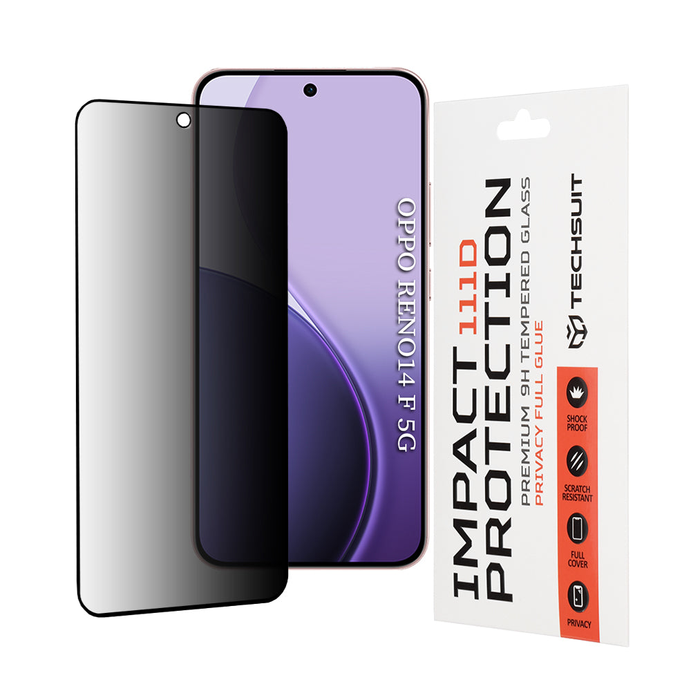 Folie de protectie Techsuit 111D Privacy Full Glue compatibil cu Oppo Reno14 F / Reno14 FS 5G, Negru