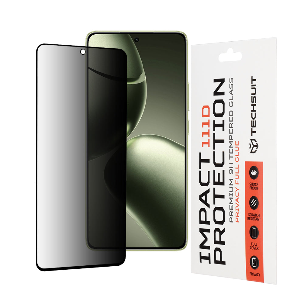 Folie de protectie Techsuit 111D Privacy Full Glue compatibil cu Xiaomi 14T / 14T Pro, Negru