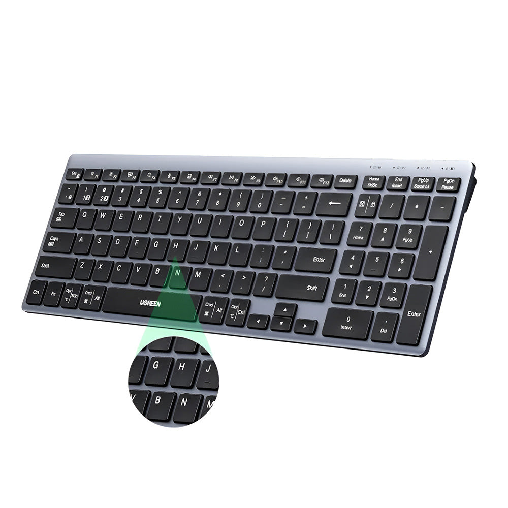 Tastatura/Mouse Ugreen Wireless Keyboard K552 (75163), Bluetooth 5.0, USB-C, Multi-device Connection, Metal Shell, 99 Keys, 500mAh, Negru