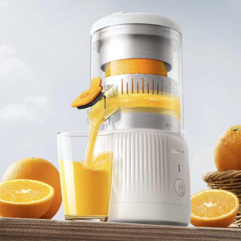 Gadget Deerma Electric Citrus Juicer (LC01), Cordless, Portable, Automatic Pulp Separation System, 1500mAh, 45W, BPA-Free, Alb