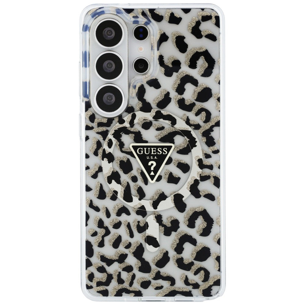 Husa de protectie Guess IML Leopard Print Triangle MagSafe (GUHMS26LHLEGTGLK) compatibil cu Samsung Galaxy S26 Ultra, Negru
