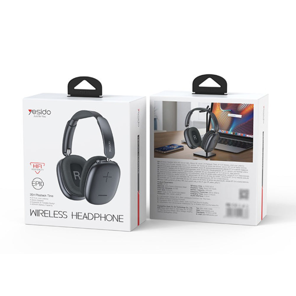 Casti Yesido Wireless (EP10), with Bluetooth, Hi-Fi, Support Jack, 400mAh, Negru