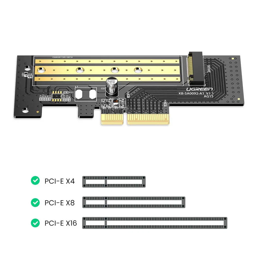 Stocare Ugreen Expansion Card CM302 (70503), M.2 NVME to PCIe 3.0 X4 Adapter, PCI-E x4/x8/x16 Slots, 32Gbps, Negru