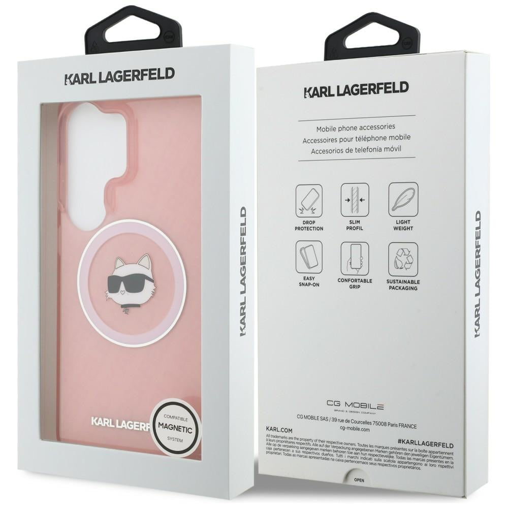 Husă Karl Lagerfeld IML Choupette Head on KL Repeated Logo MagSafe pentru Samsung Galaxy S26 Ultra, roz