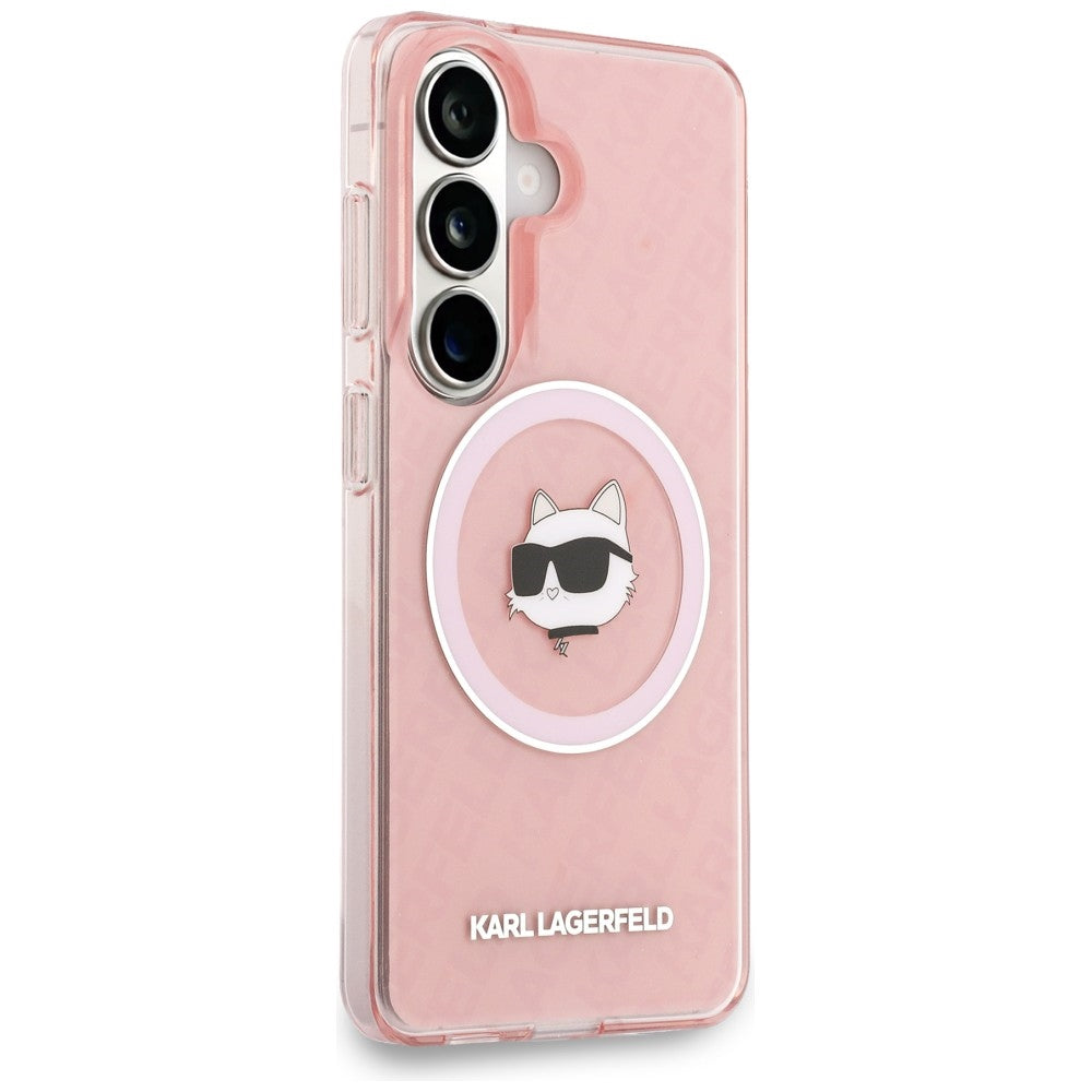 Husa de protectie Karl Lagerfeld IML Choupette Head on KL Repeated Logo MagSafe (KLHMS26SHMKBCHOP) compatibil cu Samsung Galaxy S26, Roz