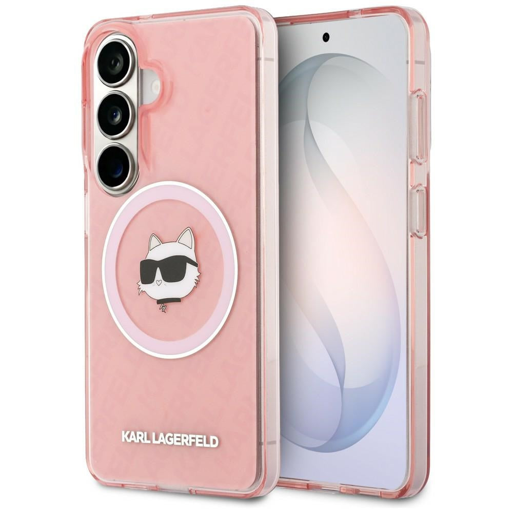 Husa de protectie Karl Lagerfeld IML Choupette Head on KL Repeated Logo MagSafe (KLHMS26SHMKBCHOP) compatibil cu Samsung Galaxy S26, Roz