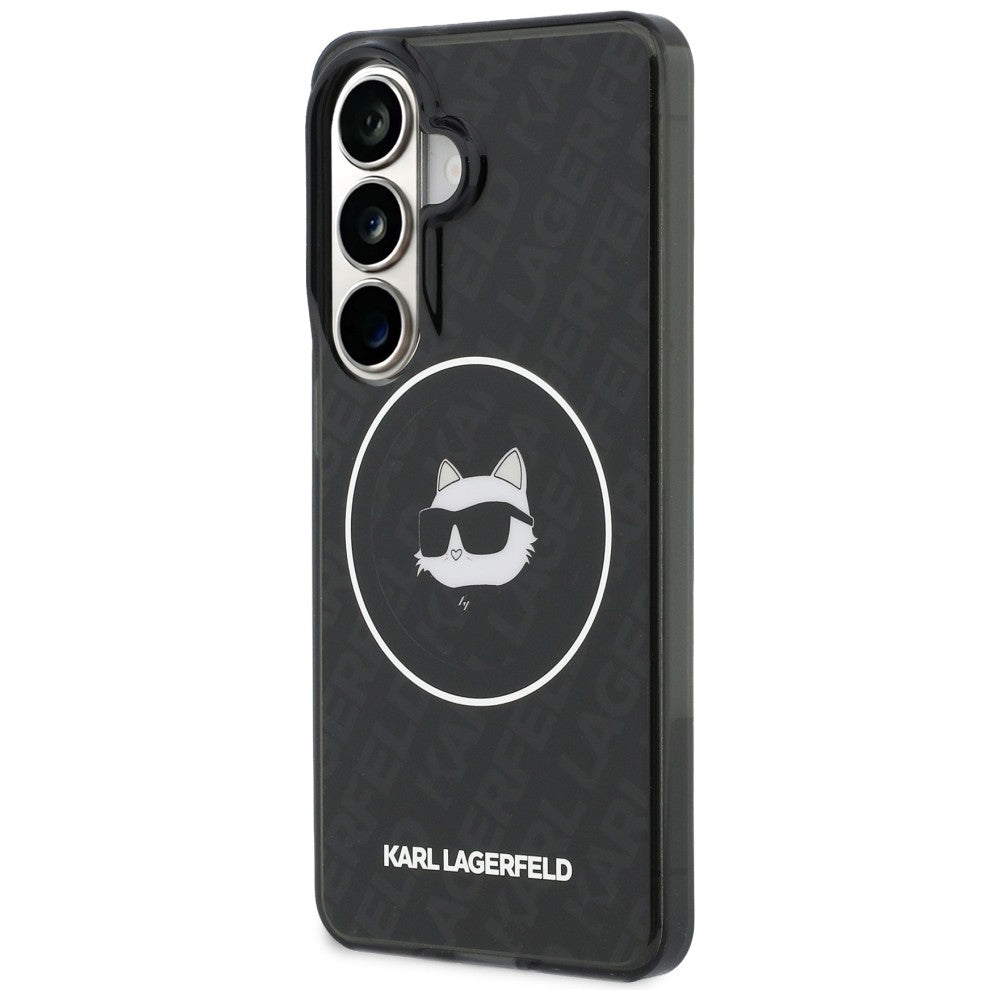 Husa de protectie Karl Lagerfeld IML Choupette Head on KL Repeated Logo MagSafe (KLHMS26SHMKBCHOK) compatibil cu Samsung Galaxy S26, Negru