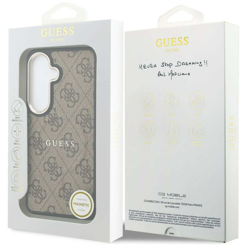Husa de protectie Guess 4G Embossed Ring MagSafe (GUHMS26SP4MSEGCW) compatibil cu Samsung Galaxy S26, Maro
