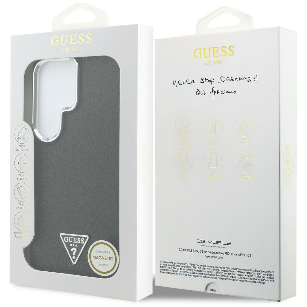 Husa de protectie Guess Fixed Glitter Triangle Logo MagSafe (GUHMS26LPFGTSCMK) compatibil cu Samsung Galaxy S26 Ultra, Negru