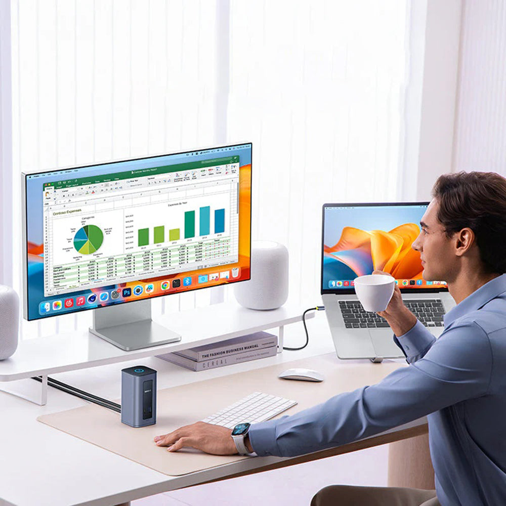 Hub/Dock Baseus Docking Station Nomos NU1 Air (B0114400), 12 Ports, 10Gbps, 100W PD, 4K Displays, Gri