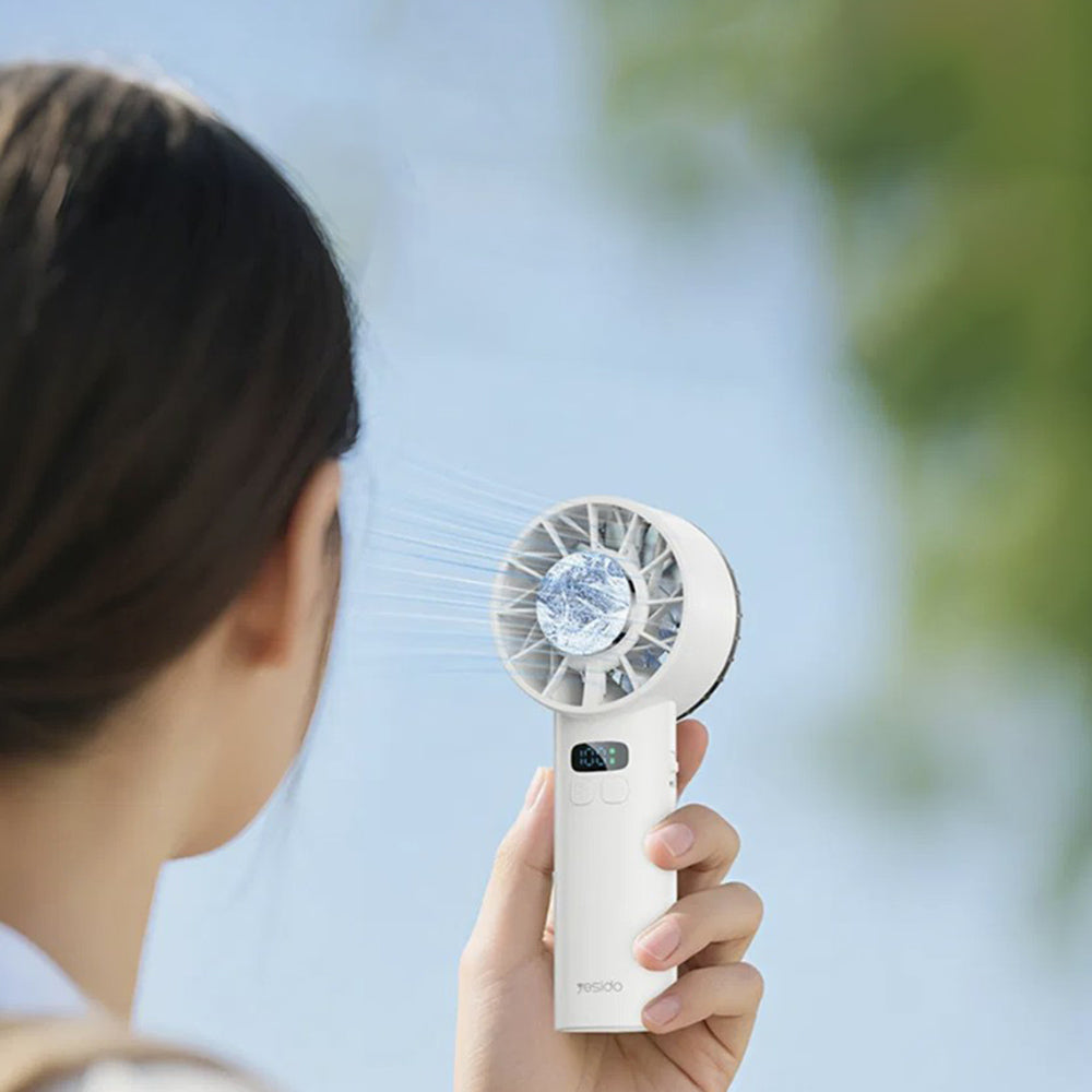 Yesido Handheld Fan (YF18), with LCD Display, 12W Brushless Motor, 5500 RPM, 100x Speed, 12W, 3600mAh, Type-C, Negru