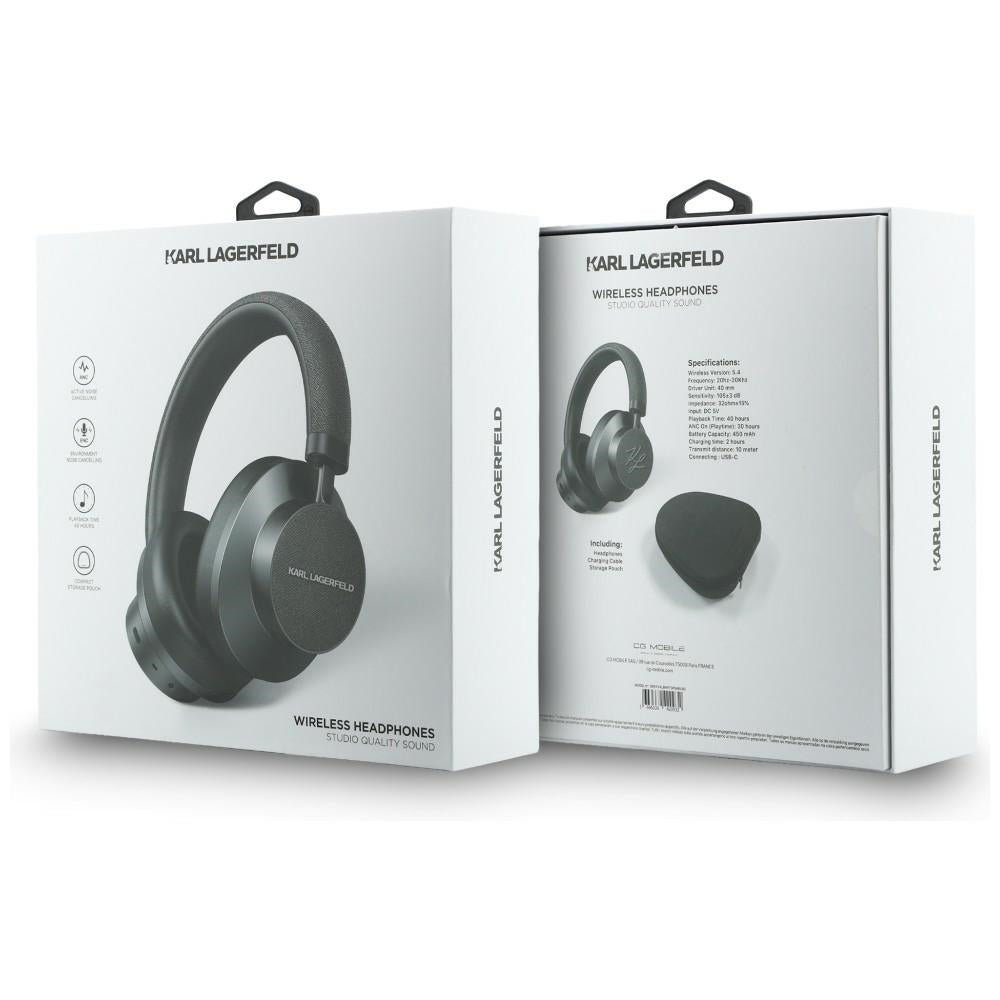 Casti Karl Lagerfeld Wireless Saffiano Elongated (KLBHP73PSACKMG), Over-Ear Headset, ANC, Bluetooth, Type-C, Gri
