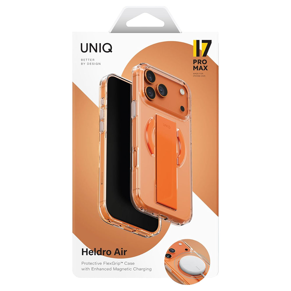 Husa de protectie UNIQ Heldro Air MagClick compatibil cu iPhone 17 Pro, Transparent / Orange