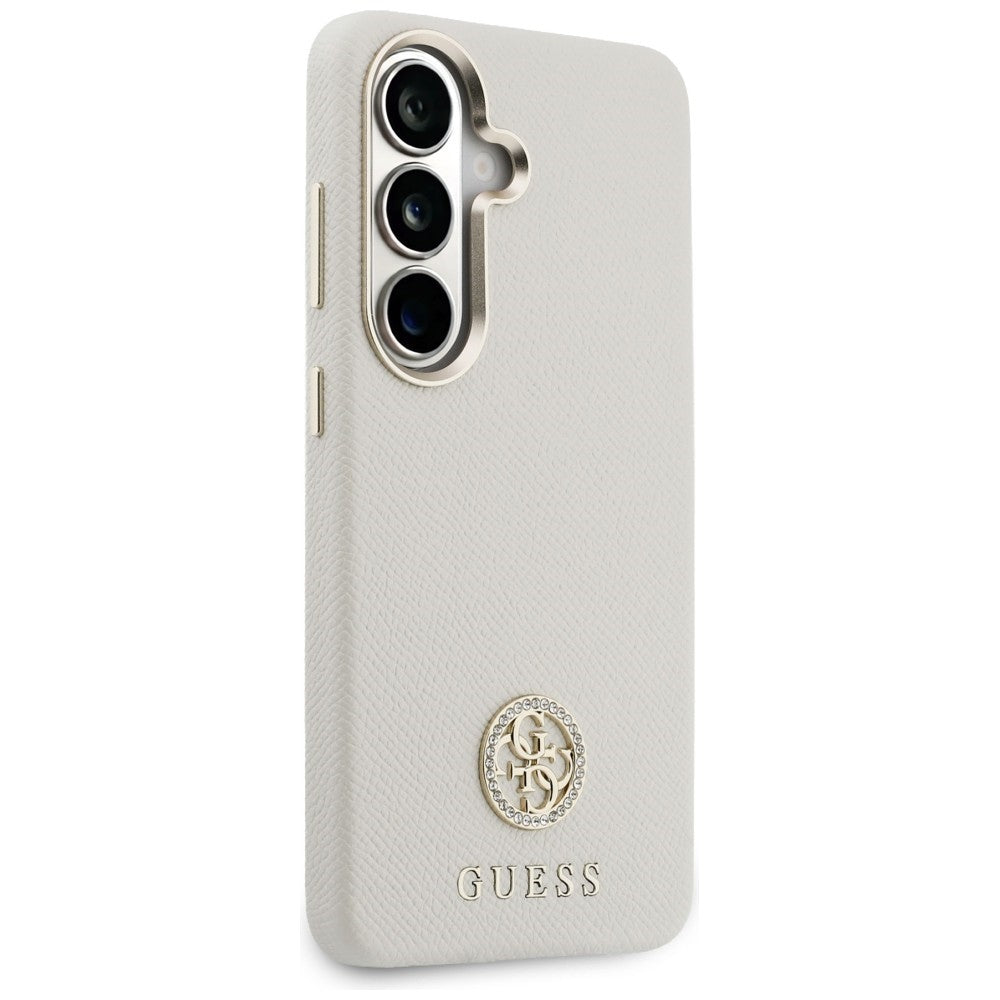 Husa de protectie Guess Rhinestone Round Logo MagSafe (GUHMS26SPGCRMDEE) compatibil cu Samsung Galaxy S26, Bej