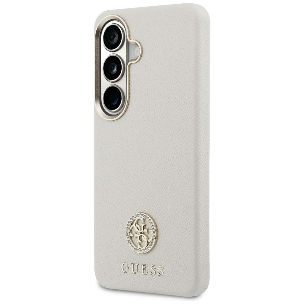 Husa de protectie Guess Rhinestone Round Logo MagSafe (GUHMS26SPGCRMDEE) compatibil cu Samsung Galaxy S26, Bej